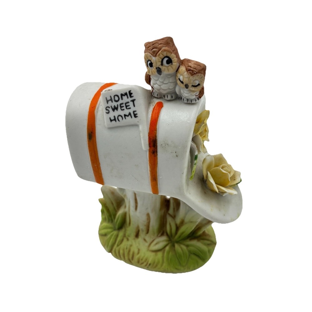 Lefton China Hand Painted Mailbox Figurine Vintage Home Sweet Home Collectible